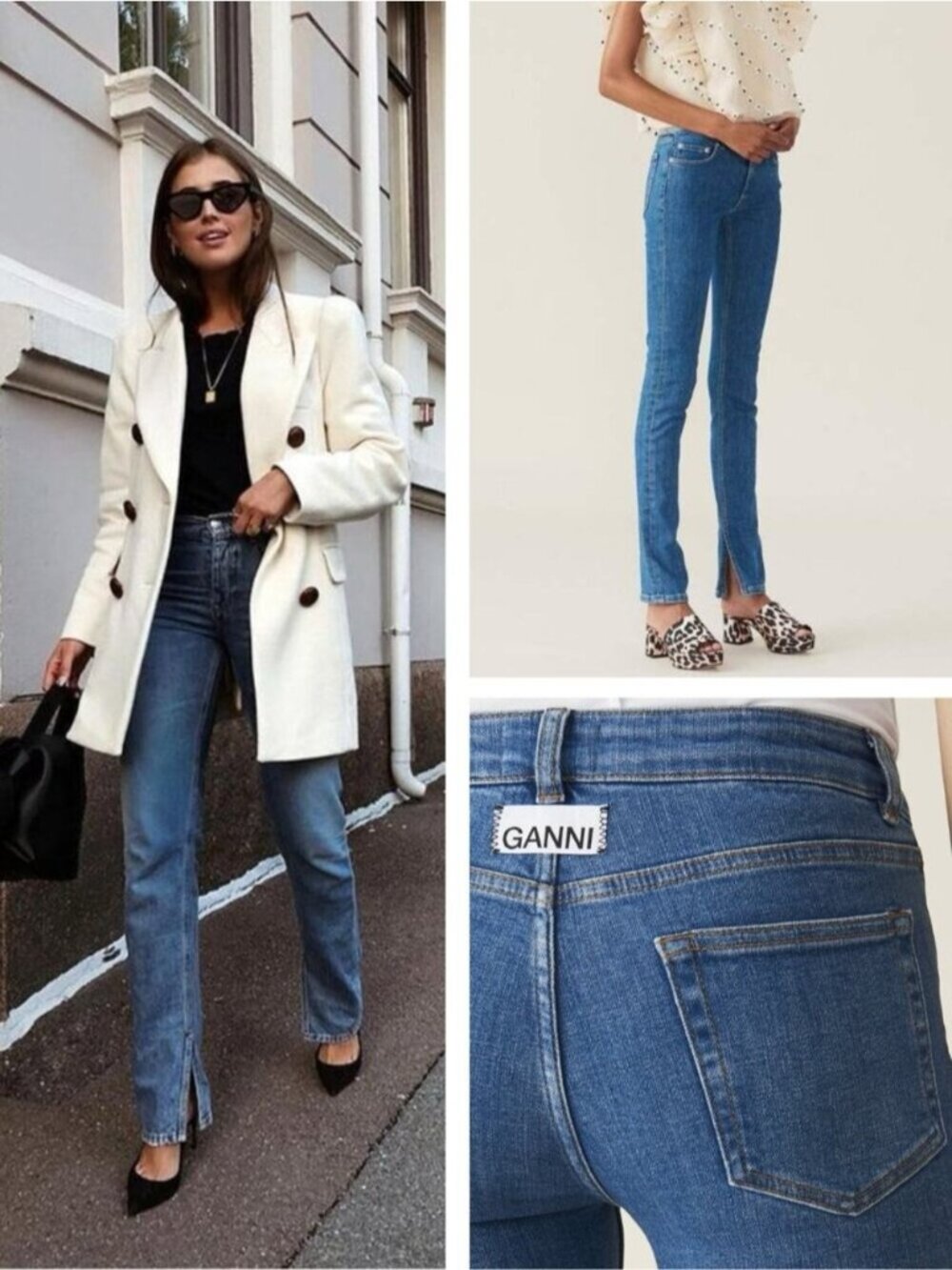 GANNI Stretch Denim Slim Skinny Slit Jean Size 27 x 32